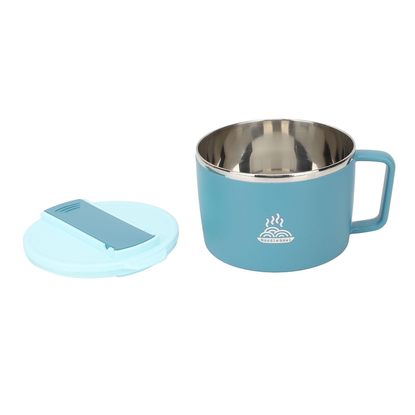 

Миска для лапши с палочками для еды и вилкой-ложкой 1200 мл 304 нержавеющая сталь портативная миска для приготовления рамена с крышкой для офиса синий