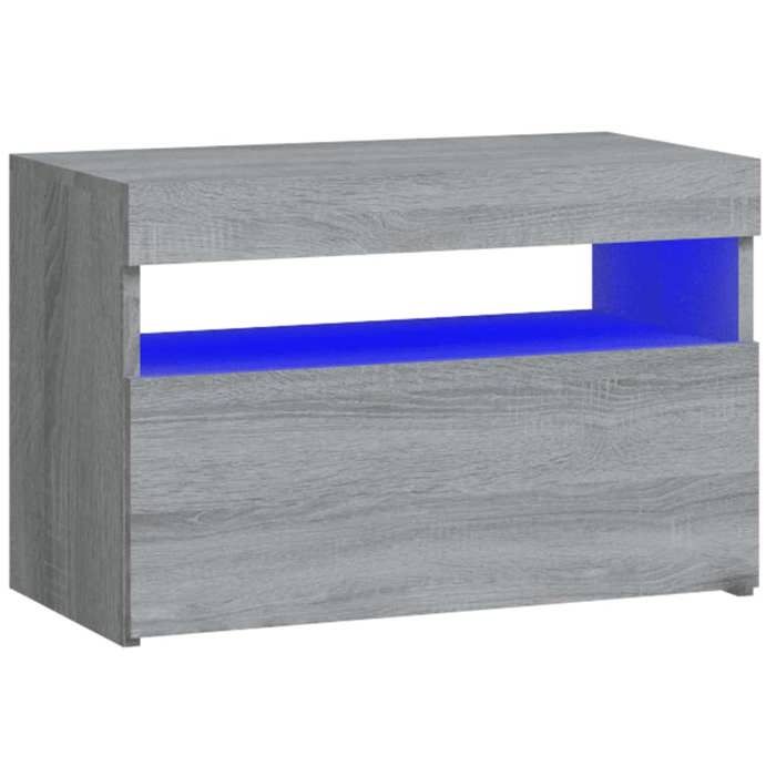 VidaXL Table de Chevet avec Lumières LED Table de Nuit Armoire de Chevet Armoire de Lit Meuble de Chambre Maison Sonoma Gris 3152828
