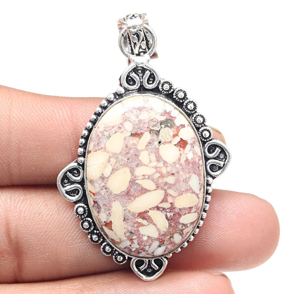 Pendant Wild Horse Jasper Gemstone Valentine'Day Gift Silver Jewelry 2.25"