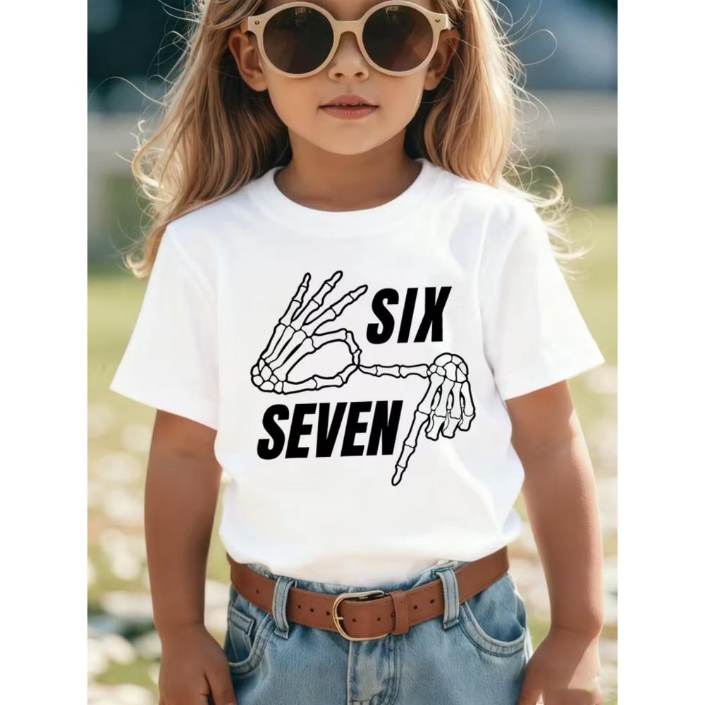 Fashion Men and Women's T-shirt Funny Digital 6 7 Print T-shirt Loose Short Sleeve Tops Summer Casual Kids Clothing