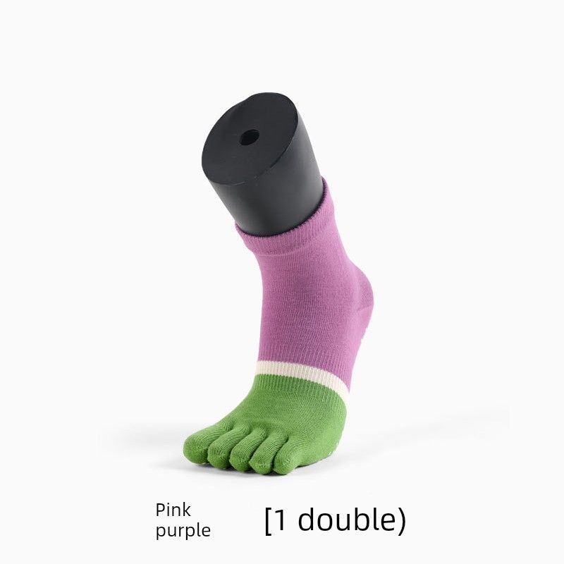 

2 Pairs of Meikan Yoga Socks Non-Slip Professional Women Five-Finger Socks Tube Pilates Adult Adult Room Socks Pink purple