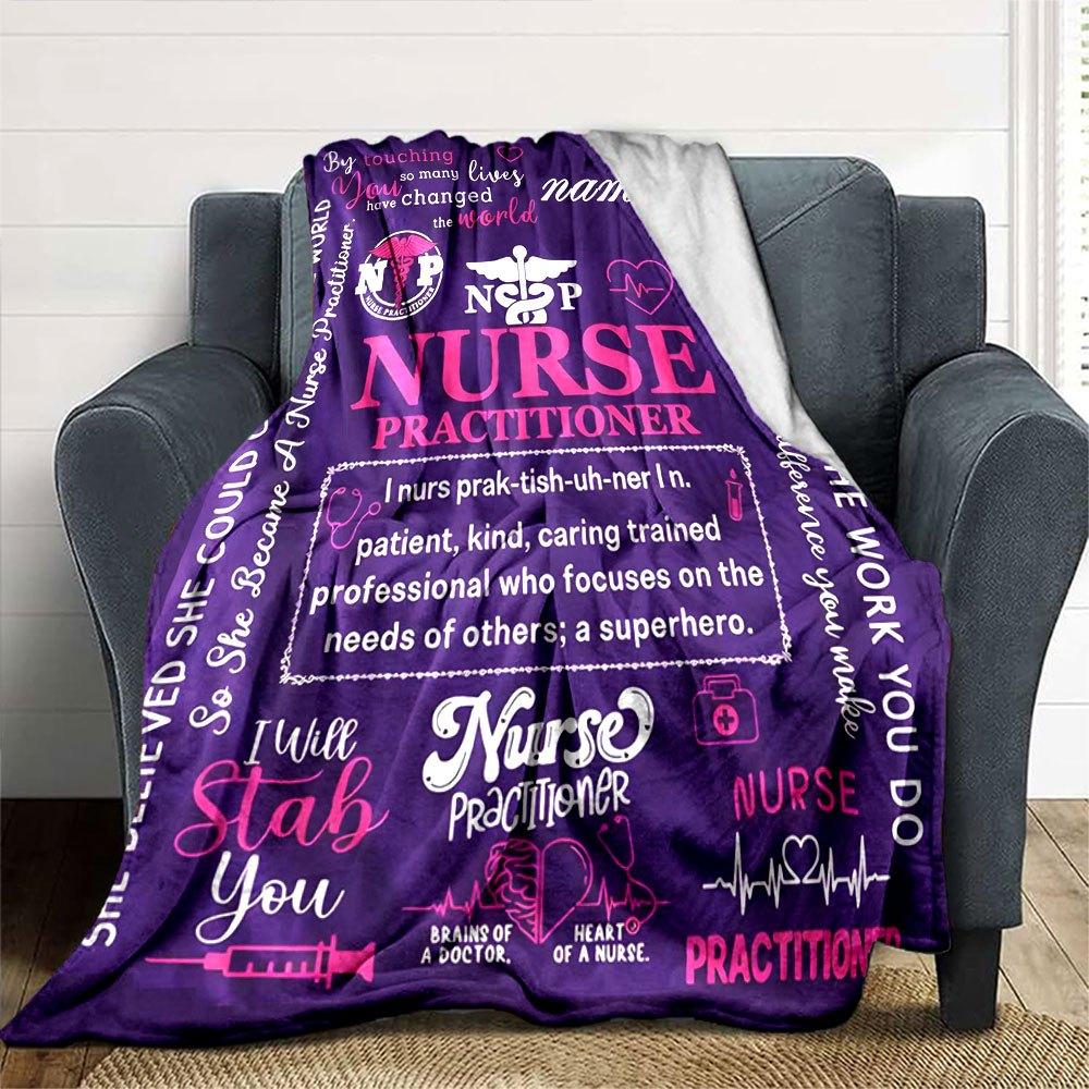 Nurse Practitioner Tribute Lightweight Personalized Blanket Personalized Name Soft Warm Cozy Versatile For Sofa Couch Office Bed Picnics Four Seasons