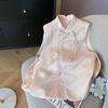 202 new 5-disc buckle stand-up collar crane jacquard vest women's high-end sleeveless vest women's top