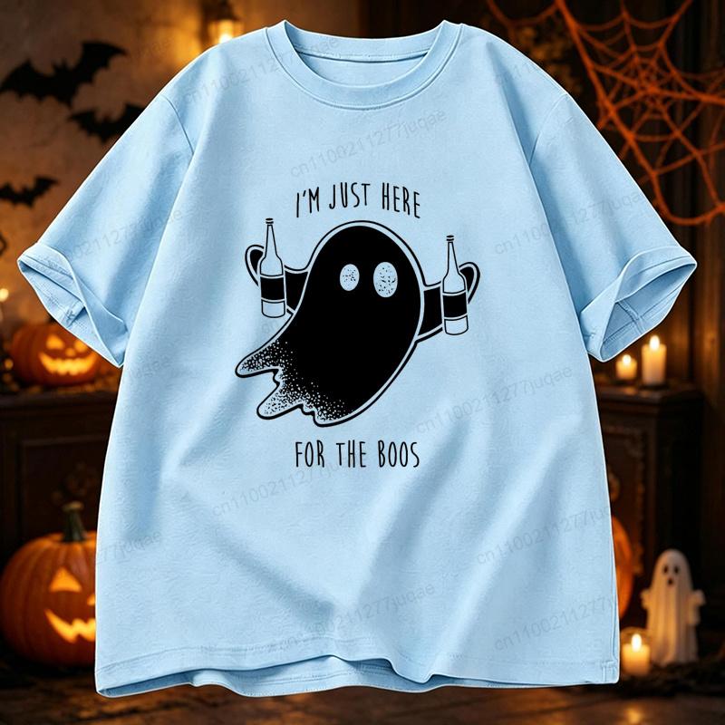 Funny T Shirt Clothing I'm Just Here for The Boos T-shirt Halloween Party Tee Shirts Spooky Season Tee Tops Gifts