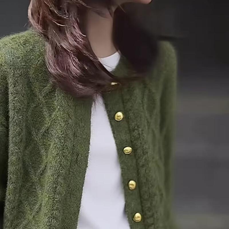 Zuose Women's French Retro Cable-Knit Cardigan