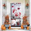Four-Sided Stretch Carpet Fabric Door Cover with Halloween Design - Easy Installation