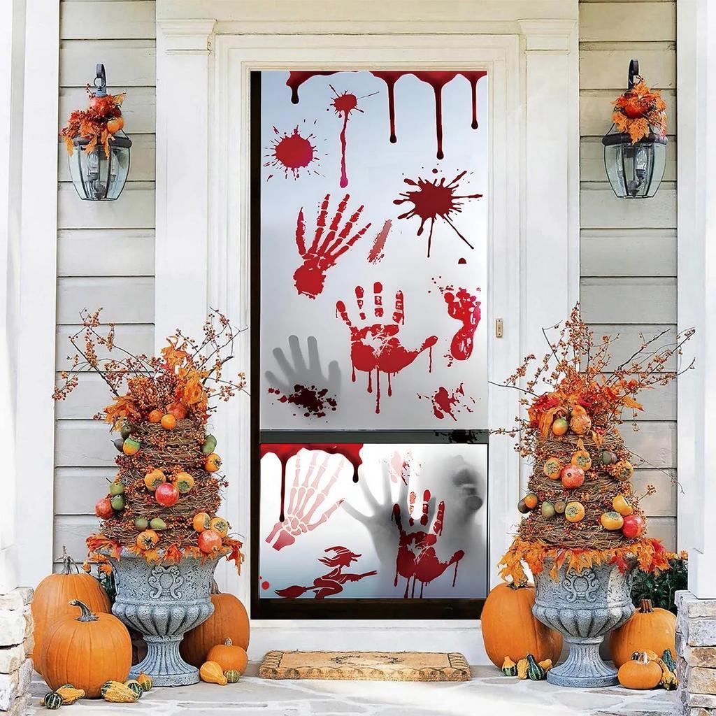 Four-Sided Stretch Carpet Fabric Door Cover with Halloween Design - Easy Installation