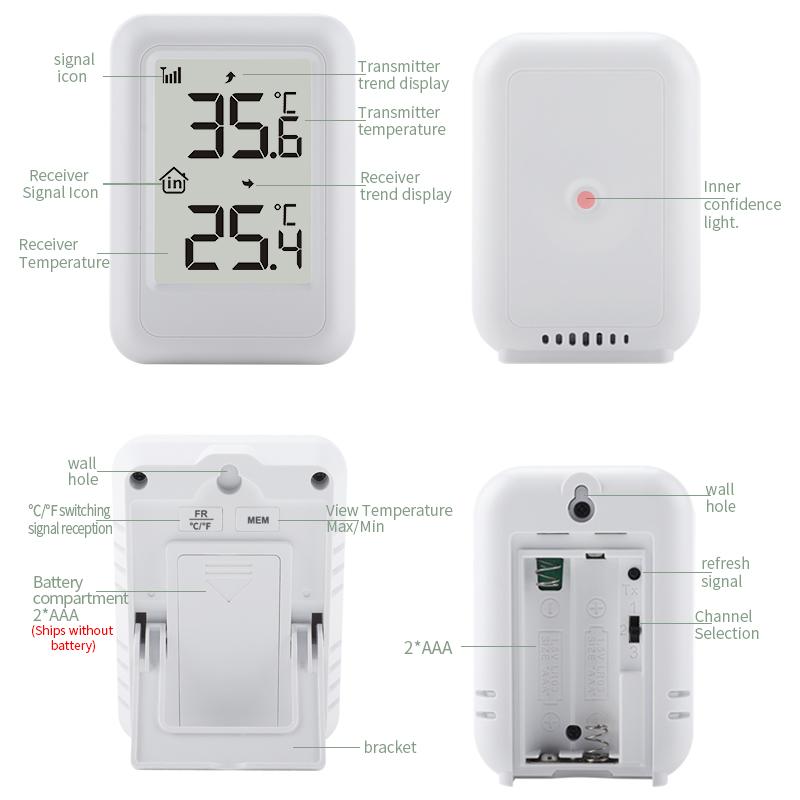 TS-FT0401 2.56 Inch Screen High Precision Digital Temperature Monitor Indoor Outdoor Wireless Thermometer