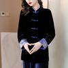 Traditional Chinese Style Winter Velvet Coat with Beautiful Button Detail