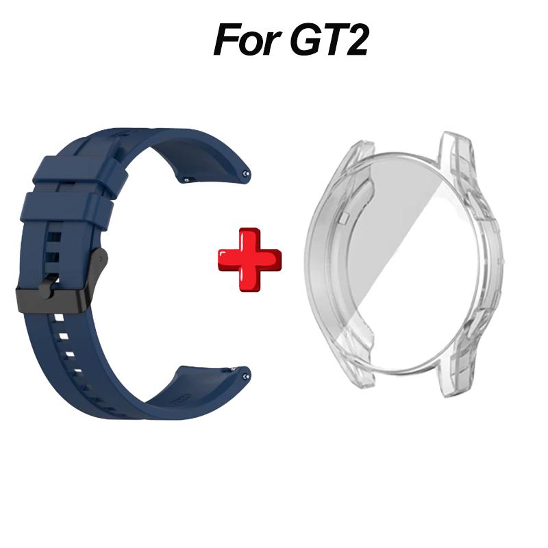 

Silicone Watch Strap TPU Protector Cover Case For Huawei Watch For GT4 GT3 GT2 46mm/42mm All-Around Wristband Fitness Bracelet 46mm синій
