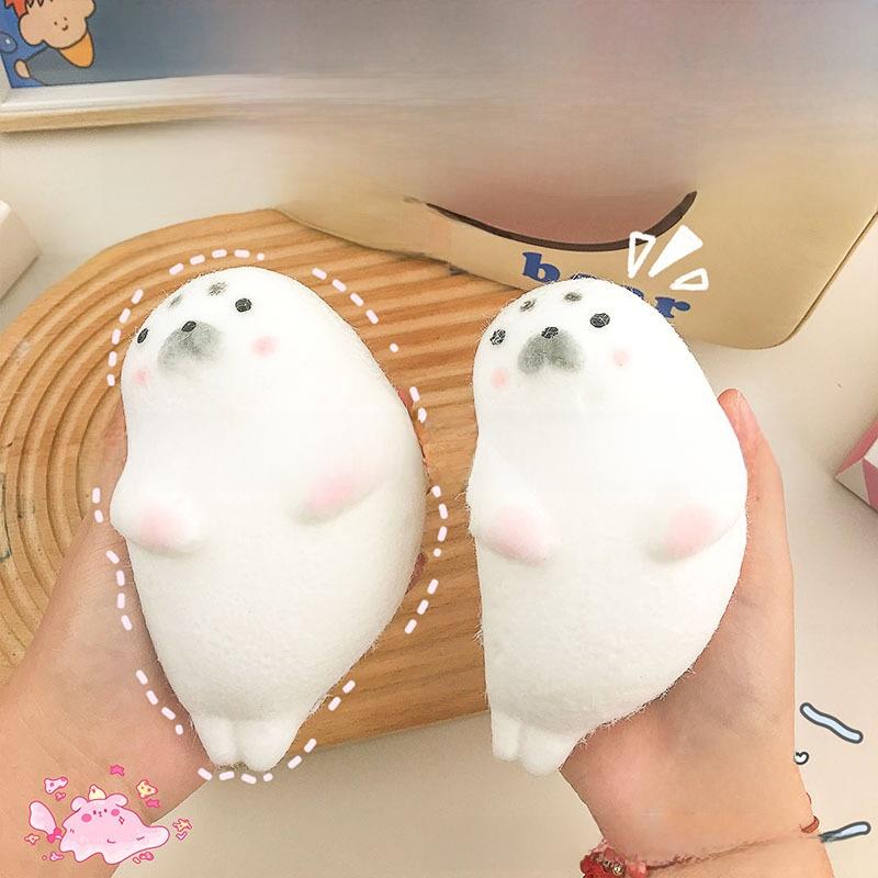 Taba Squishy Cute Large Chubby White Seal soft Flocked Sea Lion Slow Rebound Hand Relaxation Stress Relief Kawaii Girl Gift Toys