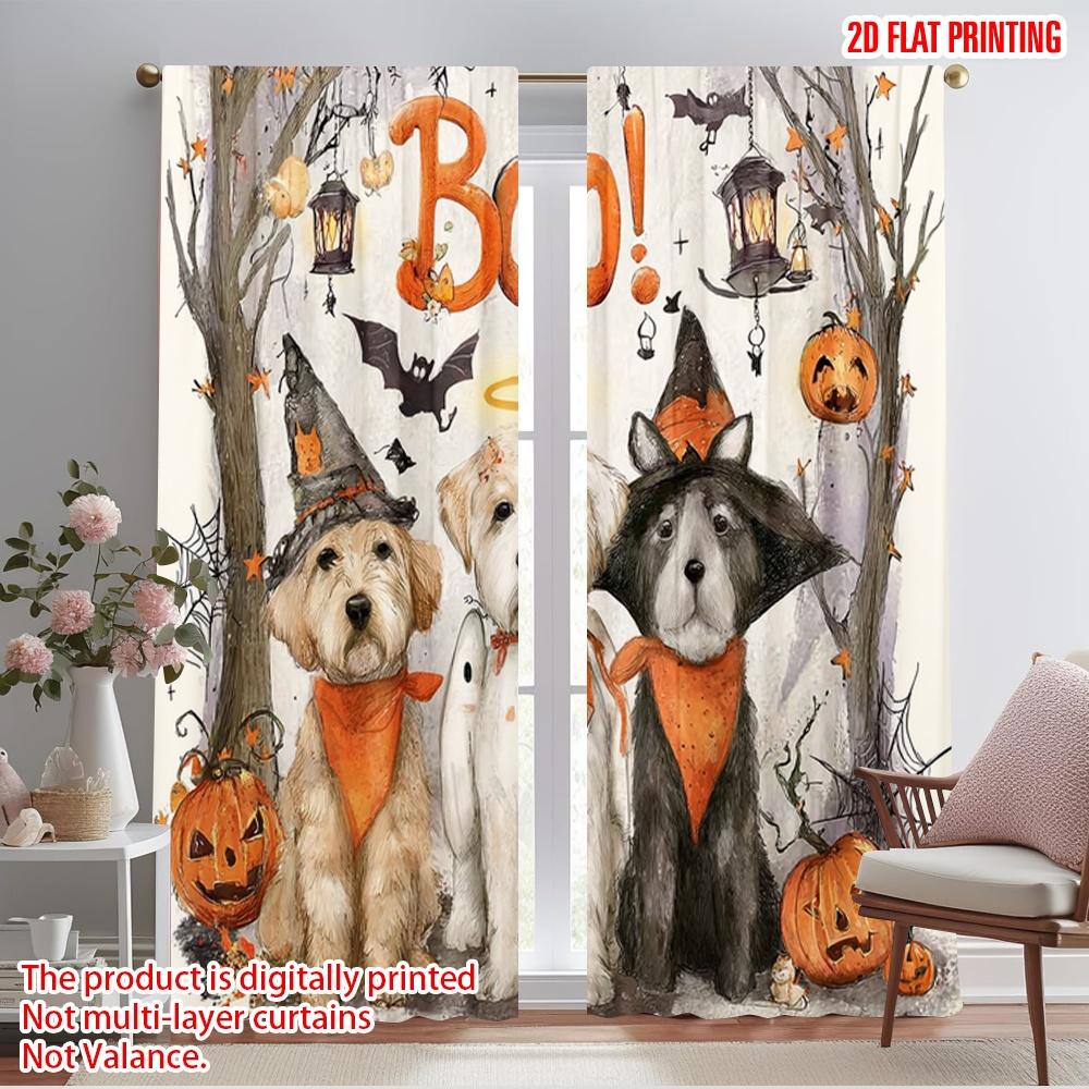 

2pcs,2D plane printing Popular Curtain Panels Ghost Dog Durable 100% Polyester Fabric (without rod) Festive Ldeal for Bedroom 52.50×116.00 CM 2pcs
