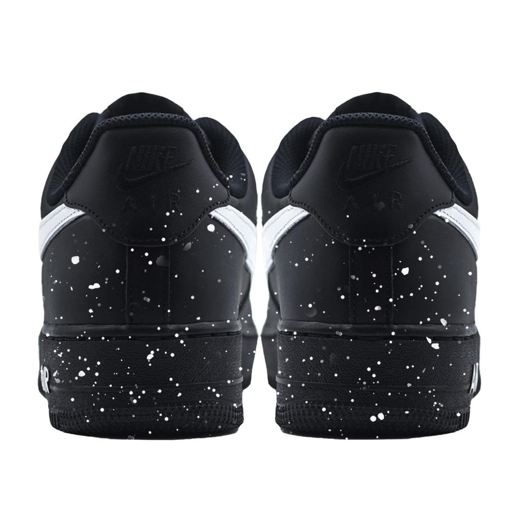 Nike Air Force 1 Ink Splatter White Hook Slip Resistant Abrasion Resistant Low top Skateboard Shoes Unisex Black White cw2288001(Team1039-)