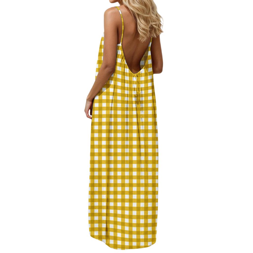 Women's casual fashionable striped checkered printed dress