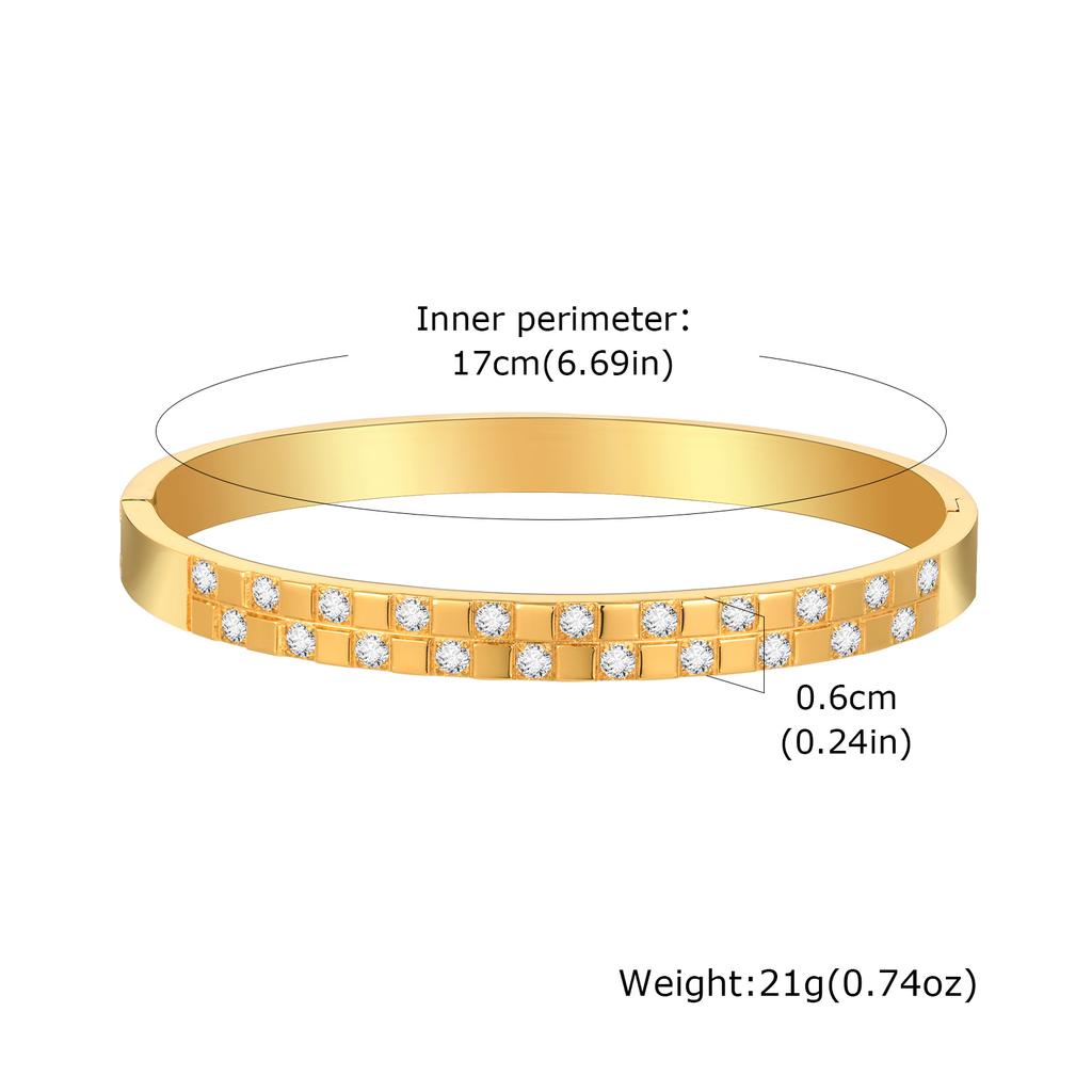 Zircon Square Open Bracelets CZ Stainless Steel Hinged Cuff Bangle Bracelet for Women Luxury Fashion Jewelry