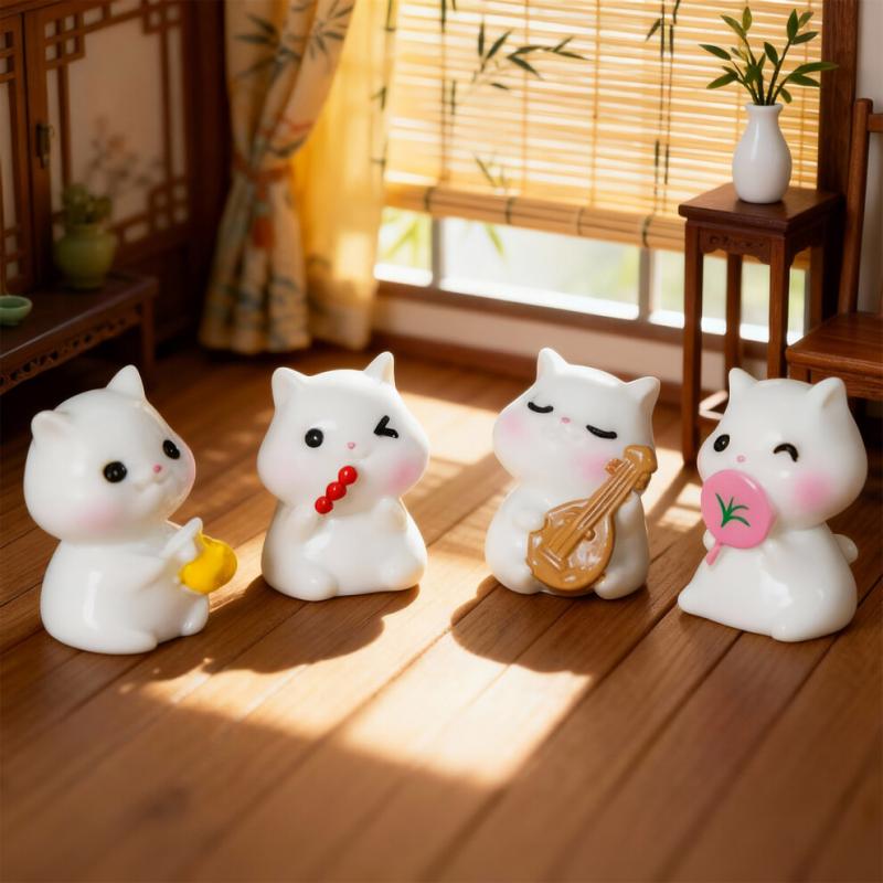 Ein Set Von 6 Multifunktionalen Katzenfiguren Aus Harz, Dekorationsartikel