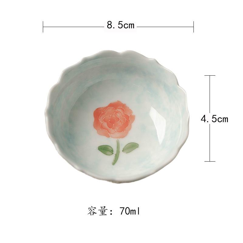 

70ml Hand-painted Rose Teacup Boutique Tea Bowl Cute Cup Tea-tasting Smelling Cup Jianzhan Master Cups Cafes Decoration Craft As Your Choose