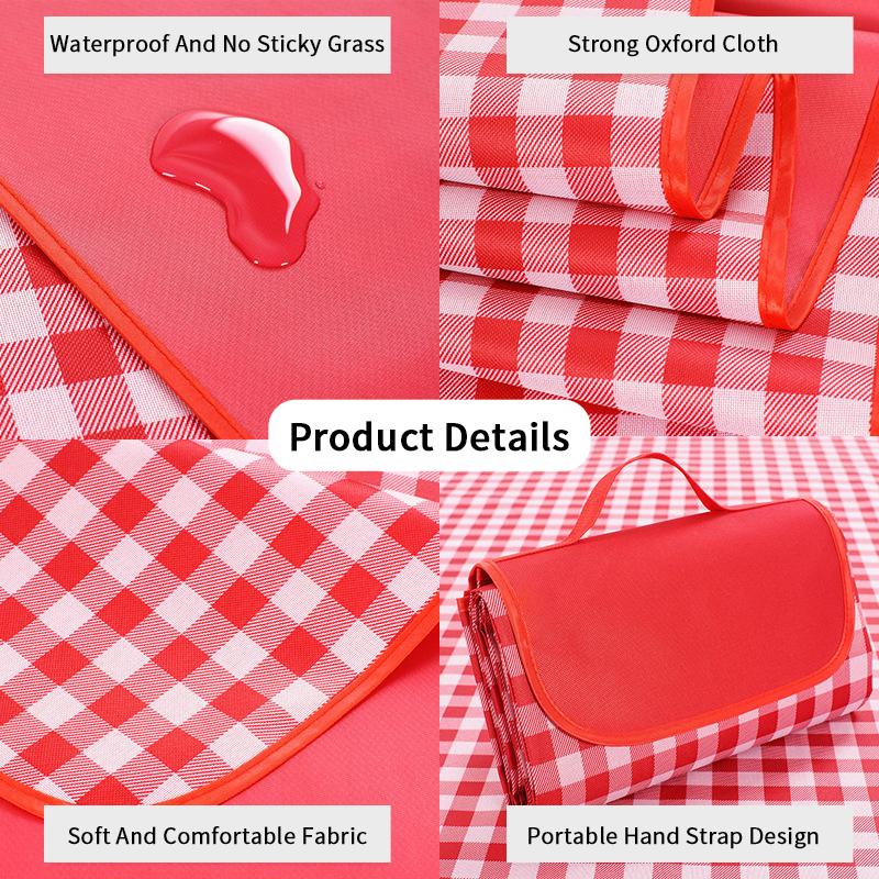 Classic Plaid Camping Mat Outdoor Use Family Water Repellent Picnic Mat Hiking Travel Foldable Storage Camping Pad Picnic Camp Supplies
