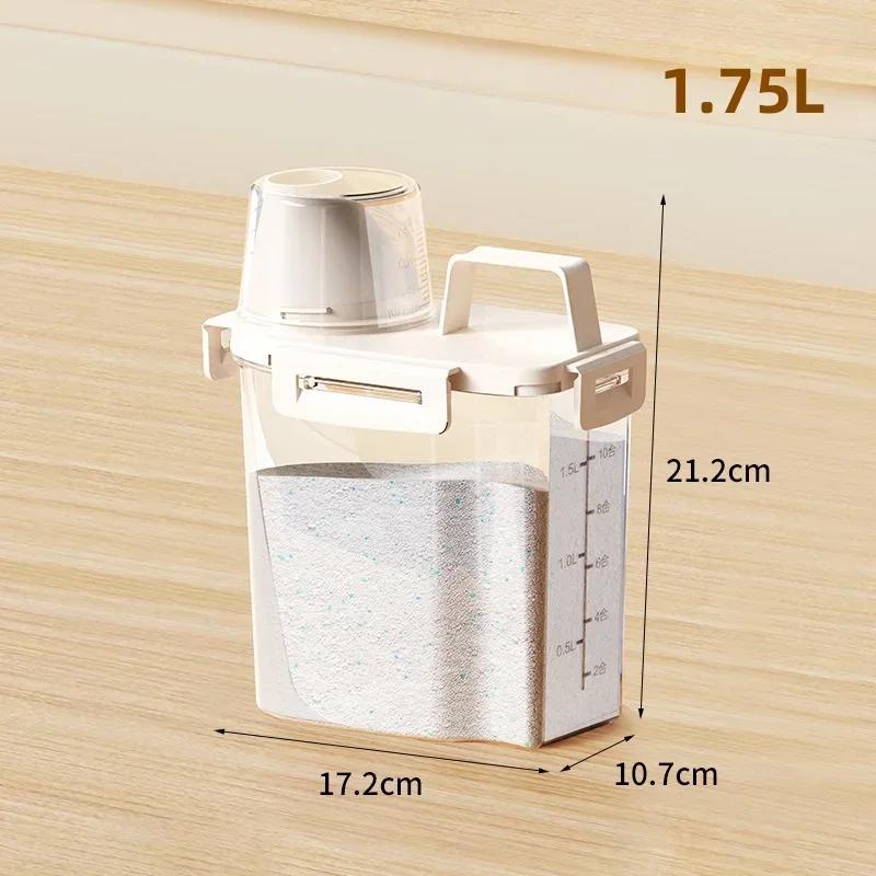 

Портативная герметичная банка для хранения стирального порошка и жидкости для стирки с мерным стаканчиком. Эффективный органайзер для стирки.