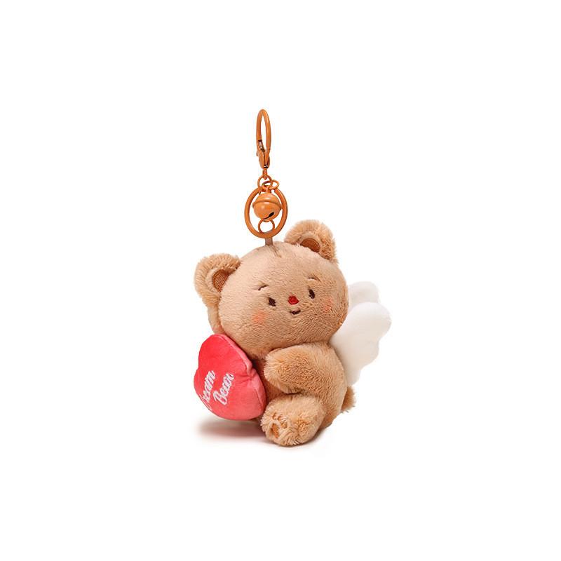 Cream Bear Delightful Plush Keychain With Stretchy Design Cute Cartoon Keyring For Gifts Fun