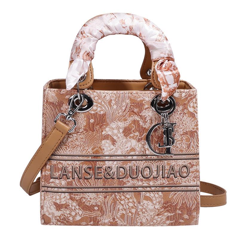 New bag women's embroidery silk scarf portable Princess Diana bag high-end versatile shoulder messenger bag