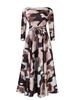 Women's 2024 Spring Lace-up Print African Plus Size Midi Dress