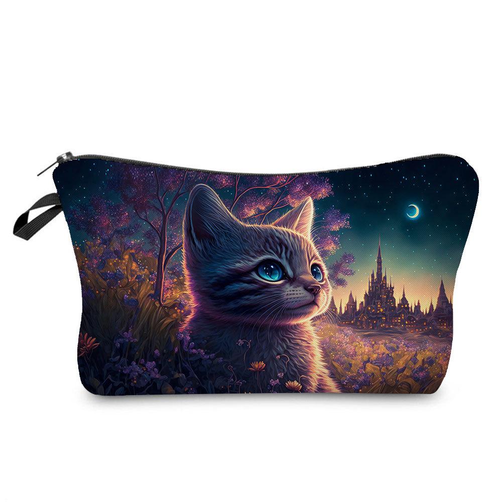 Women Cat Print Cosmetic Bag Toiletries Organize Travel Storage Case 6772
