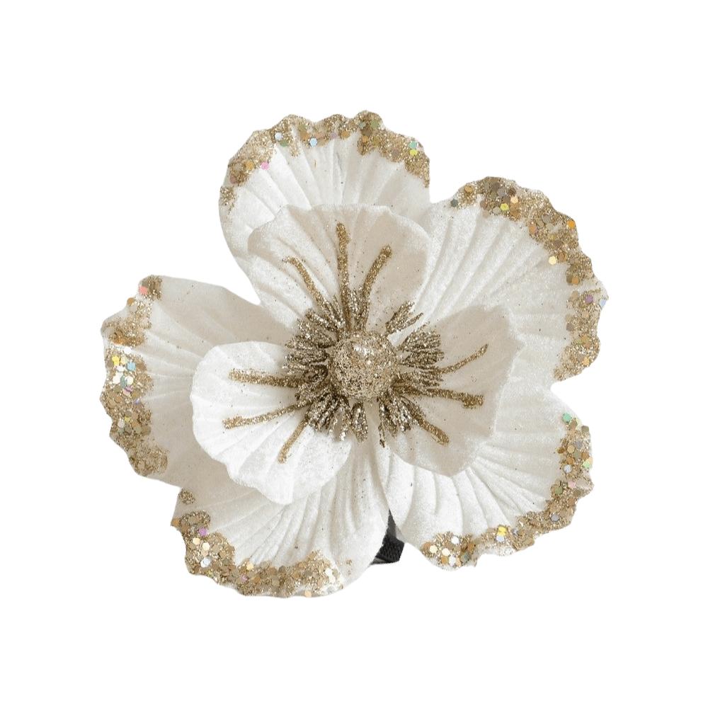 Glitter Finish Artificial Poinsettia Flowers 19cm Size Glitter Christmas Flowers Home Holiday Use