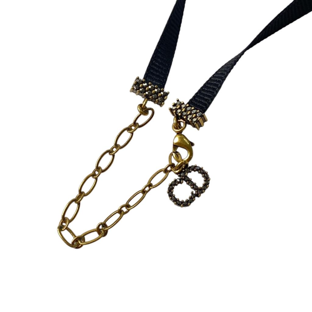 Used Christian Diorchoker black/gold Nylon/metal Women