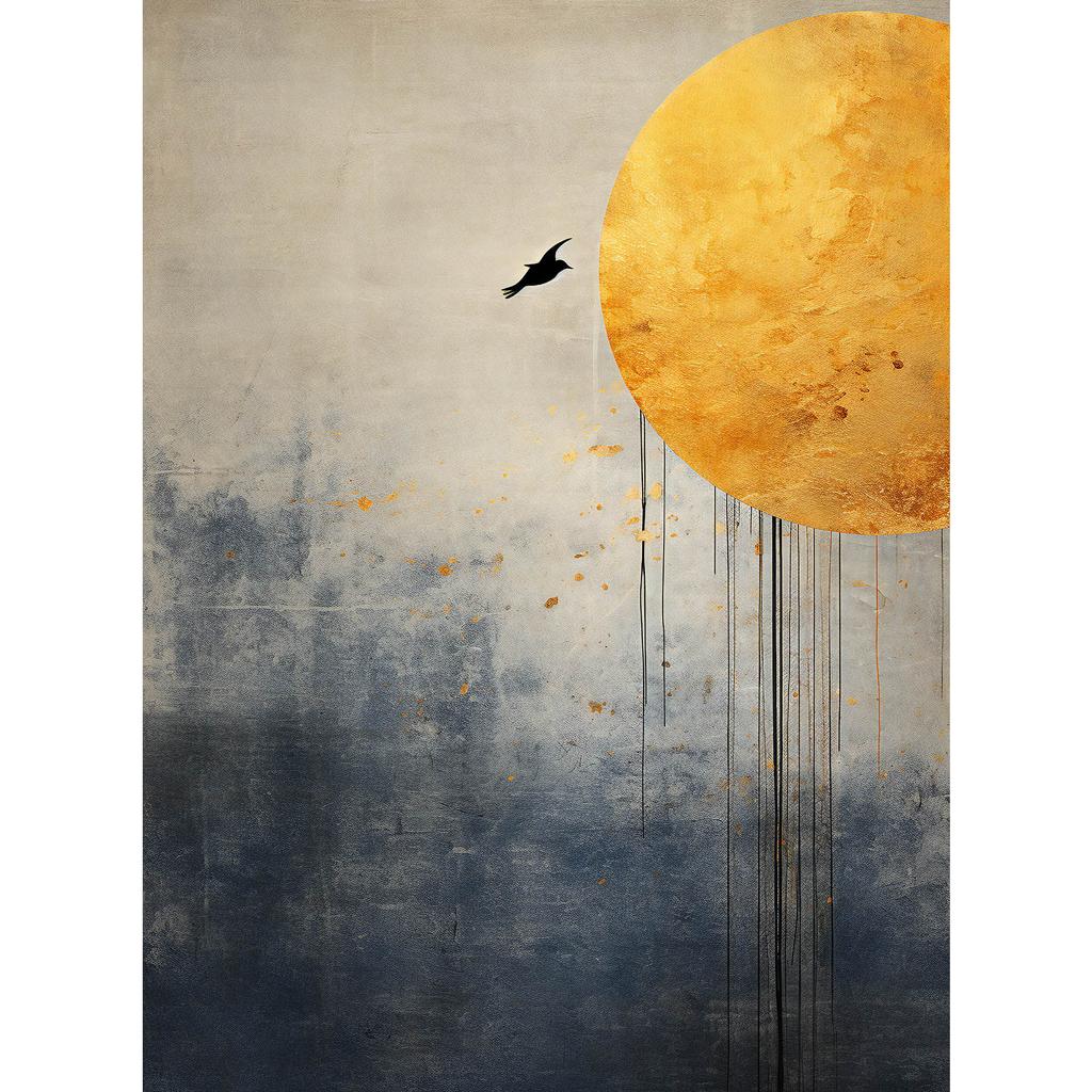 Abstract World of the Raven Abstract World of the Raven, 40X50 Cm, Gold Aluminum Frame, 230 Gsm Matte Paper