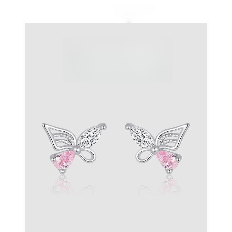 Screw Buckle Butterfly Stud Earrings Women's Earbone Nails New Year Sweet Temperament Style Earrings