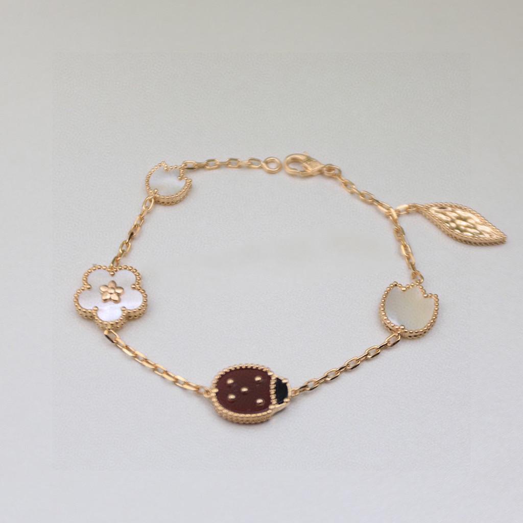 

Браслет Божья коровка Четырехлистный клевер Пятицветковый браслет женский высококлассный персонализированный вариант браслет VCA серебро 925 пробы