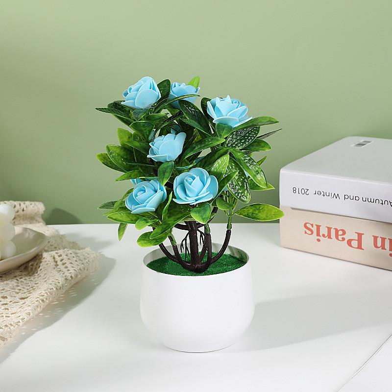 

Rose Flower Pot Artificial Plant Wedding Decor And Photography Backgrounds Blue
