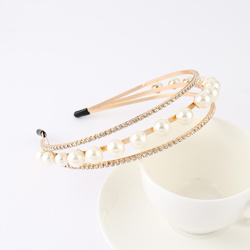 TREETIP Custom Logo Rhinestone Headband Three-layer Colorful Drop Shape Hair Accessories Women Bridal Japan Korean Style Retro