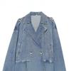 Autumn new European and American fashion versatile double-breasted denim jacket 1346353