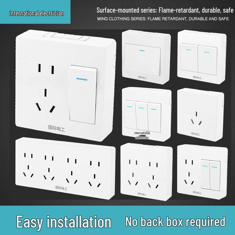Surface Mount Wiring Box with Single Gang Light Control Switch Panel