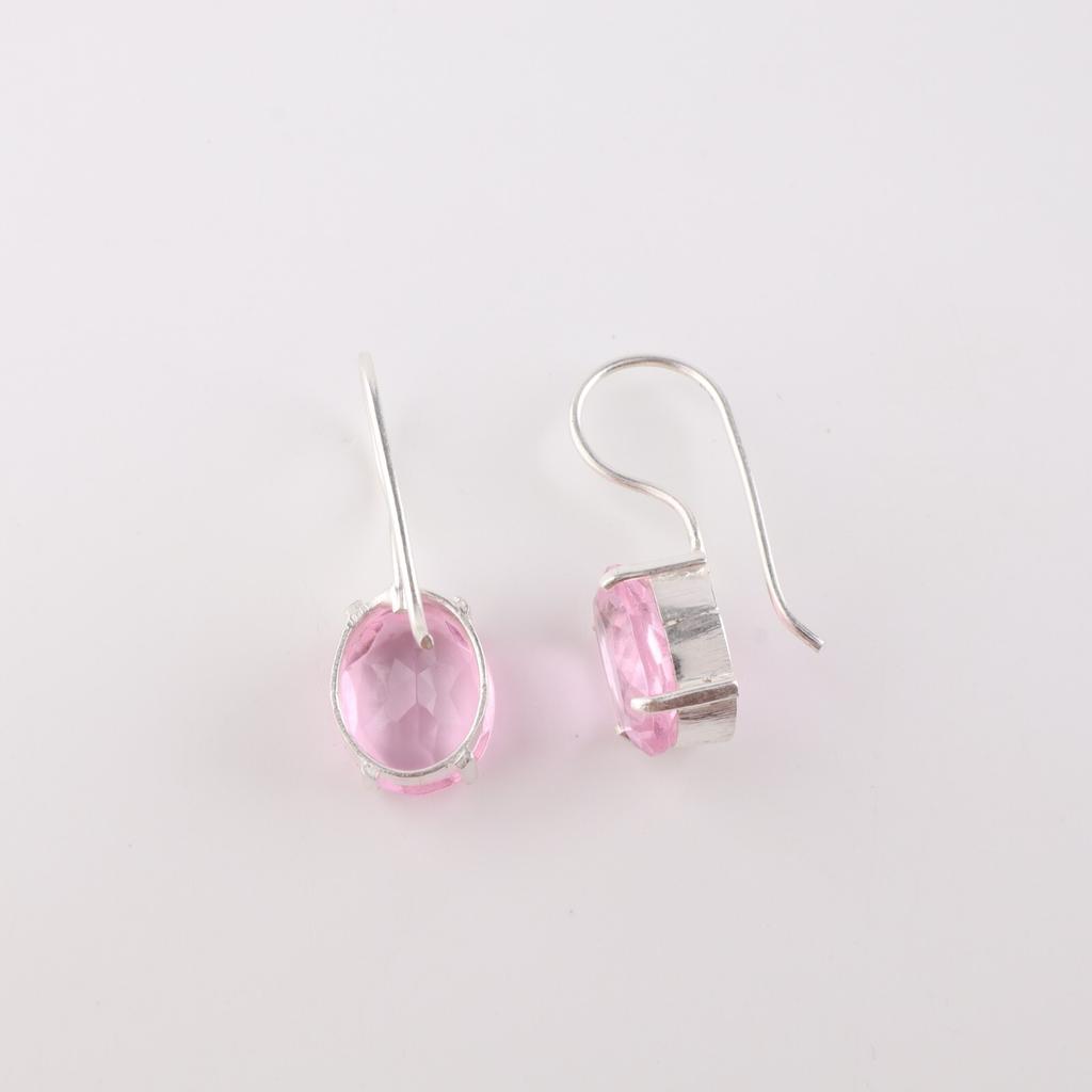 Morganite Gemstone 925 Sterling Silver Boho Jewelry Drop/Dangle Earrings 1.05" EE-173-4