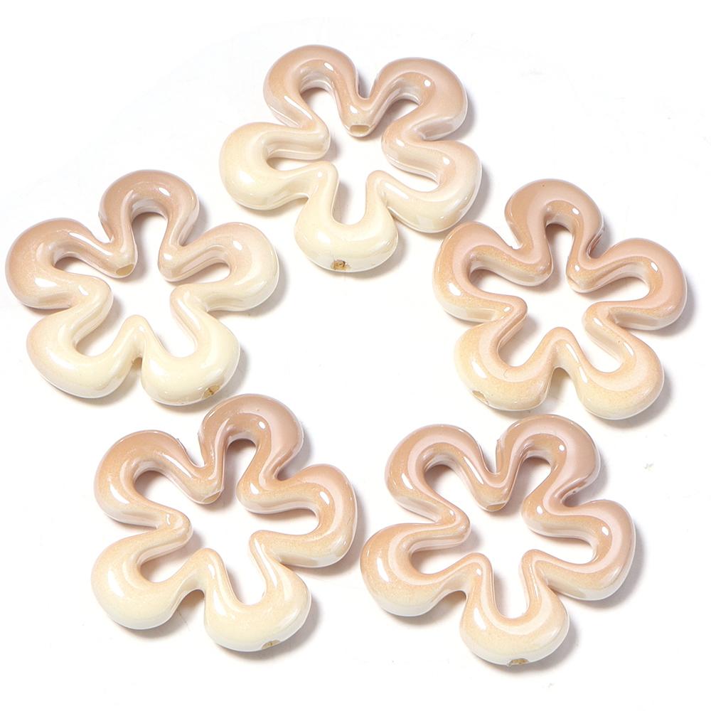 5pcs/lot Gradient Color Flower Beads Acrylic Beads Loose Spacer Beads For Jewelry Making DIY Bracelet Necklace Accessories