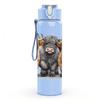 1PC Highland Cow Group Animal Print 750ml Color Plastic Sports Water Bottle Leakproof Flip Straw Lid Suitable for Sports Office Home Use