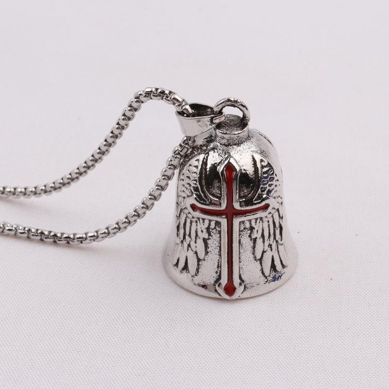 

Vintage Feather Wing Bell Pendant Necklace Punk Biker Style Men Fashion Necklace 3
