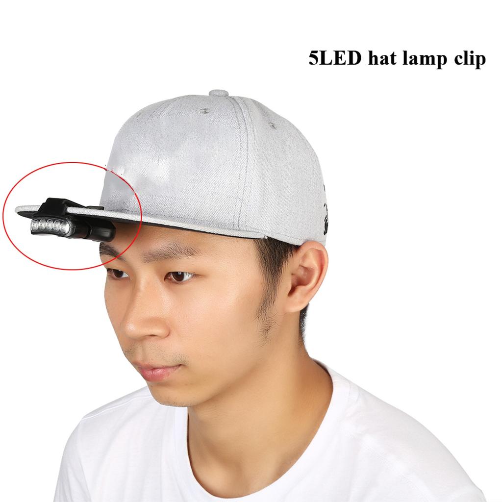 5 LED   Clip Head Lamp Light Hat HeadLamp For Outdoor Fishing Camping (Black)