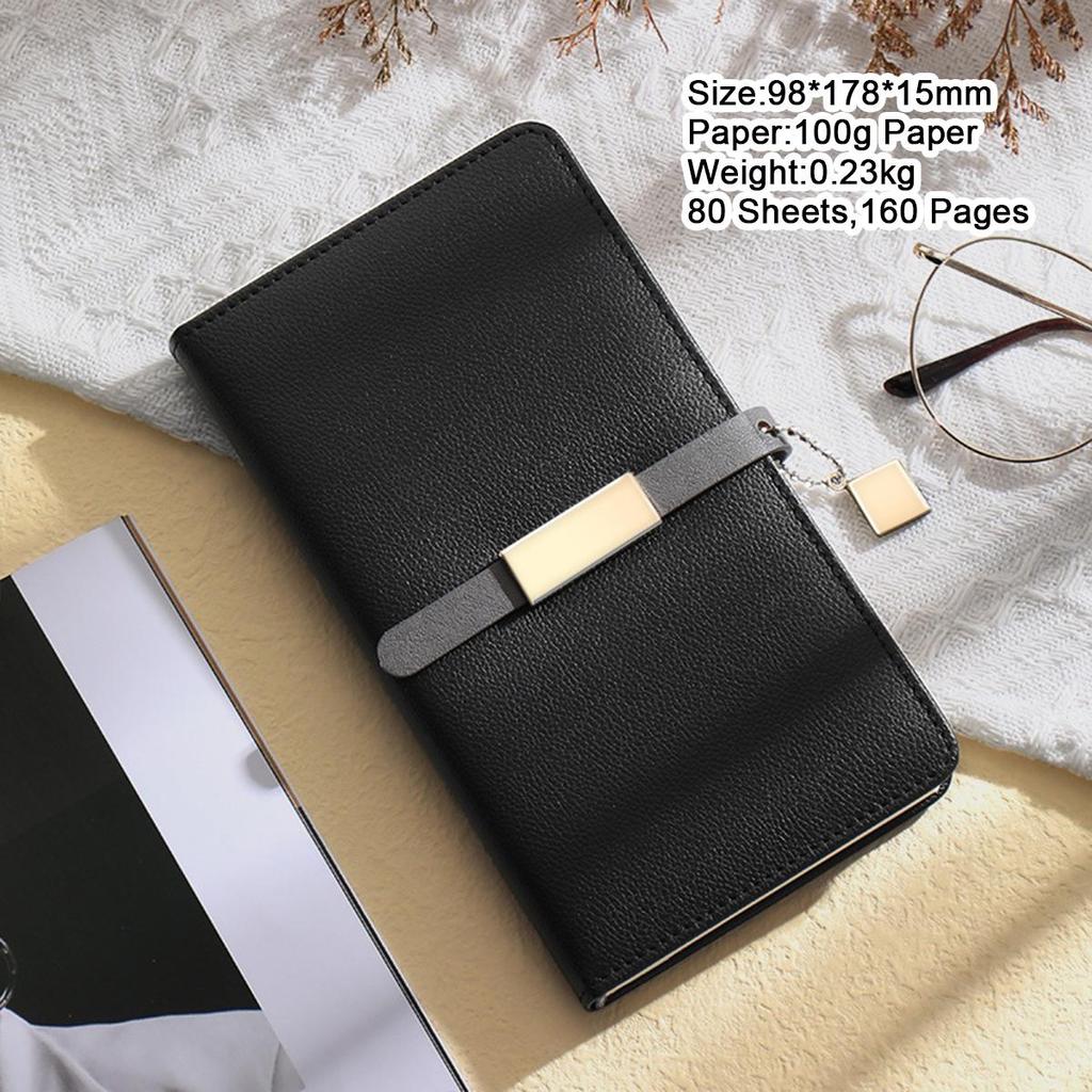 A6 litchi leather thickened student subject notebook, small buckle diary, pocket work notebook, business meeting record book, travel log
