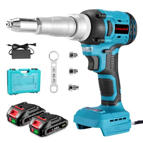 ONEVAN Rechargeable Electric Rivet Gun, 2.4-5.0mm, Compatible with 18V Makita Batteries, Lightweight Hand Riveter, Rivet Tool, Compatible with Makita