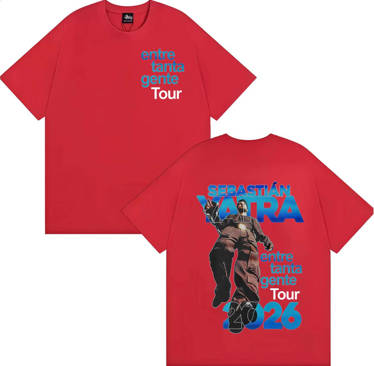 Sebastian Yatra Entre Tanta Gente Tour 2026 T Shirt Men Women Fashion Vintage Cool T-shirt High Quality Cotton Hot Sale T Shirts S