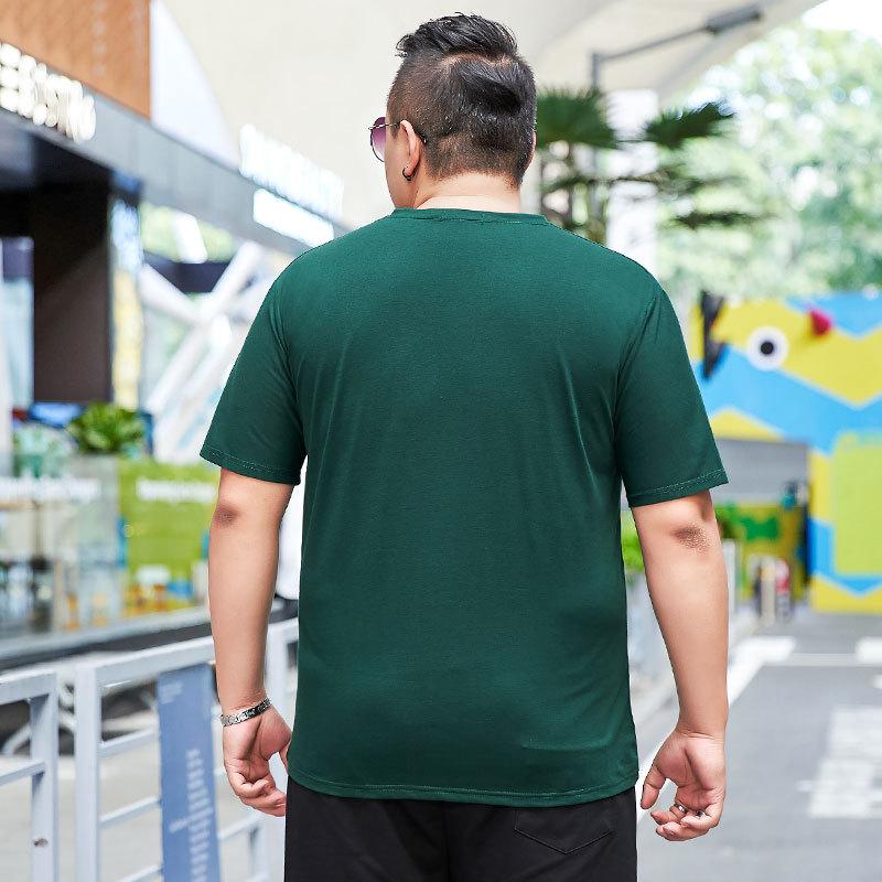 Sommar Andningsbar Fet Plus Storlek Kortärmad V-ringad T-shirt Fet Man Enfärgad Oversized Underdel 4XL