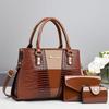 Mother and Child Bag Three-piece Handbag Crocodile Pattern Shoulder Messenger Bag Autumn and Winter Large Capacity Women's Mother Practical
