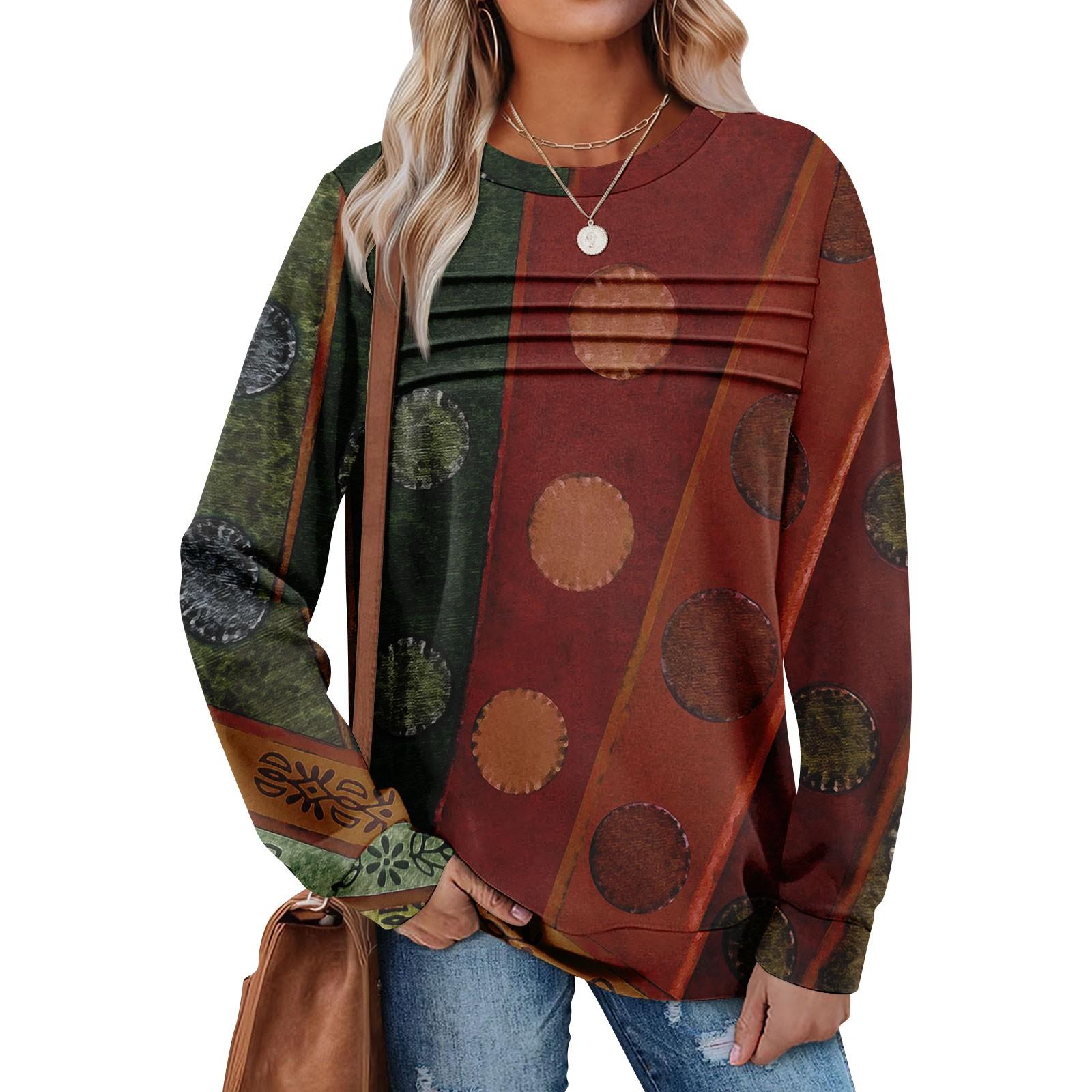 

Женский повседневный свитшот с длинным рукавом и круглым вырезом, приталенный плиссированный топ M