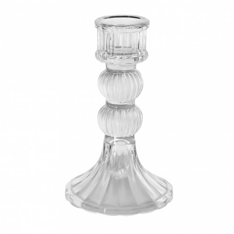 Decorative Glass Glamour Candlestick 13 Cm Table Ornament for Living Room