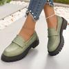 Fashion Fashion Green Stain Loafers Shoes Women 2025 Round Toe Embroidery Shoes for Woman Plus Size Platform Casual Shoes Ladies