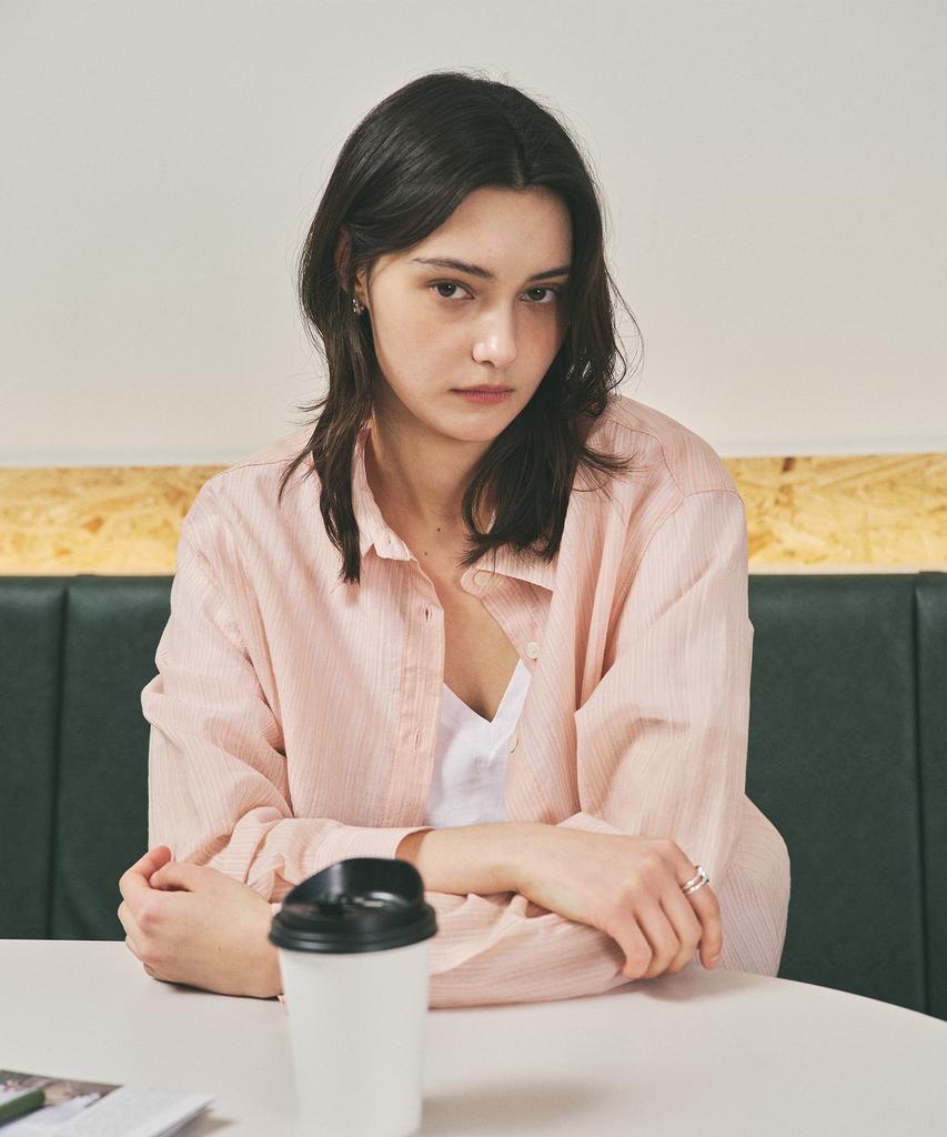 ROIROI Striped Sheer Shirt - Pink